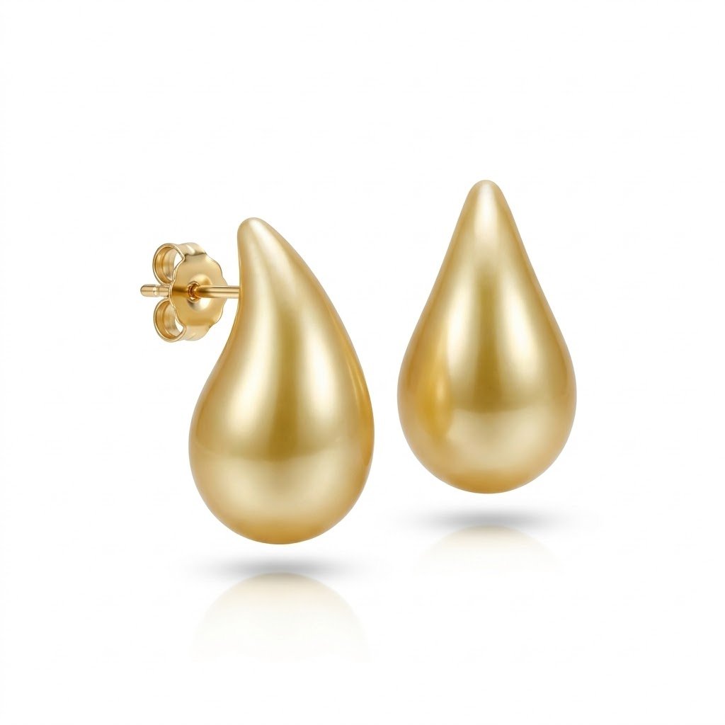 BRINCO MAXI GOTA PEROLA - BANHADO EM OURO 18K