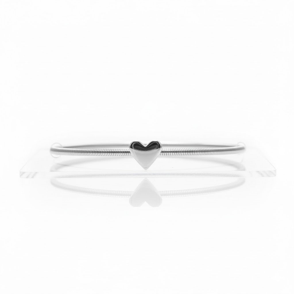 BRACELETE INFANTIL CORACAO BANHADO EM PRATA 925