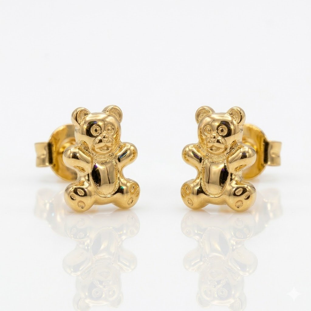 BRINCO INFANTIL URSINHO BANHADO EM OURO 18K