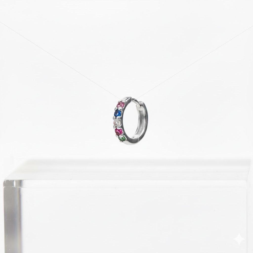 ARGOLA INFANTIL COLORS ZIRCONIA - BANHADO EM PRATA 925