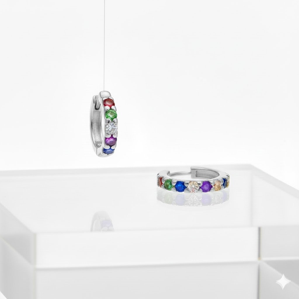 ARGOLA INFANTIL COLORS ZIRCONIA - BANHADO EM PRATA 925 Prata 2