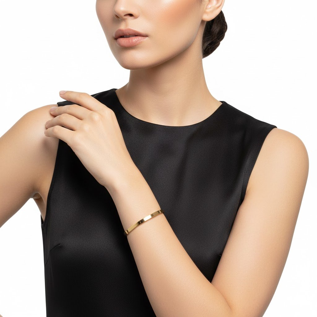 BRACELETE LISO BANHADO EM OURO 18K Dourado 2