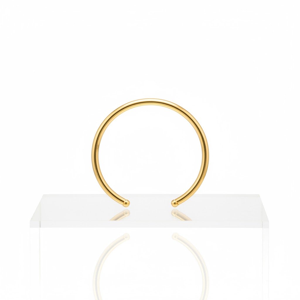 BRACELETE LISO REDONDO BANHADO EM OURO 18K