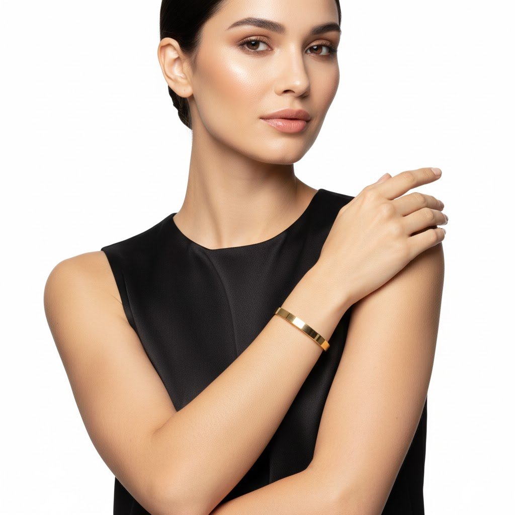 BRACELETE LISO BOLD BANHADO EM OURO 18K Dourado 2