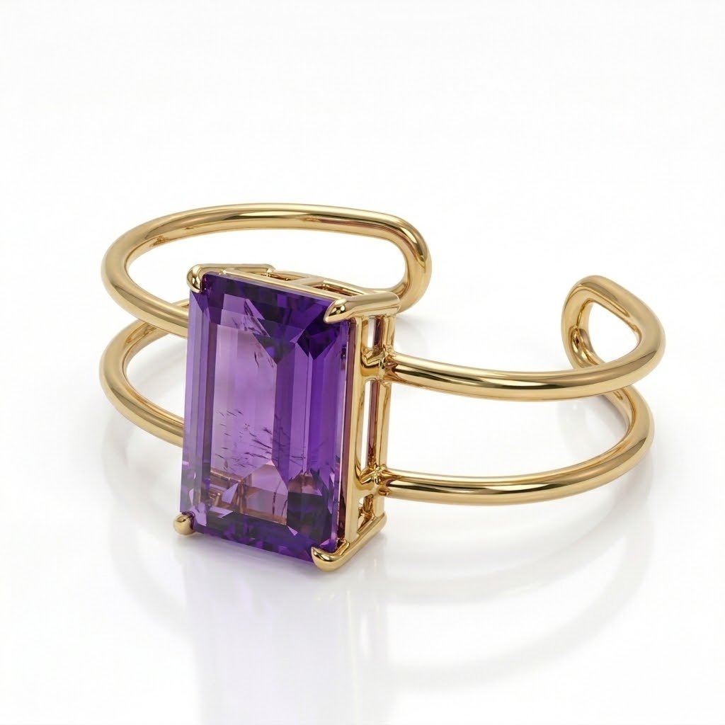 BRACELETE FIO DUPLO COM PEDRA LILAS DE ZIRCONIA BANHADO EM OURO 18K