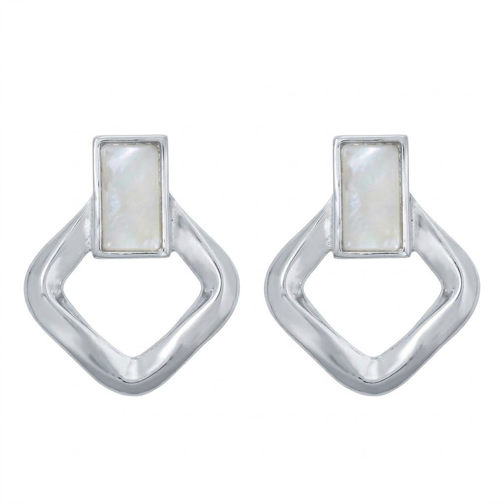 BRINCO GEOMETRICO ARTICULADO BANHADO A PRATA 925