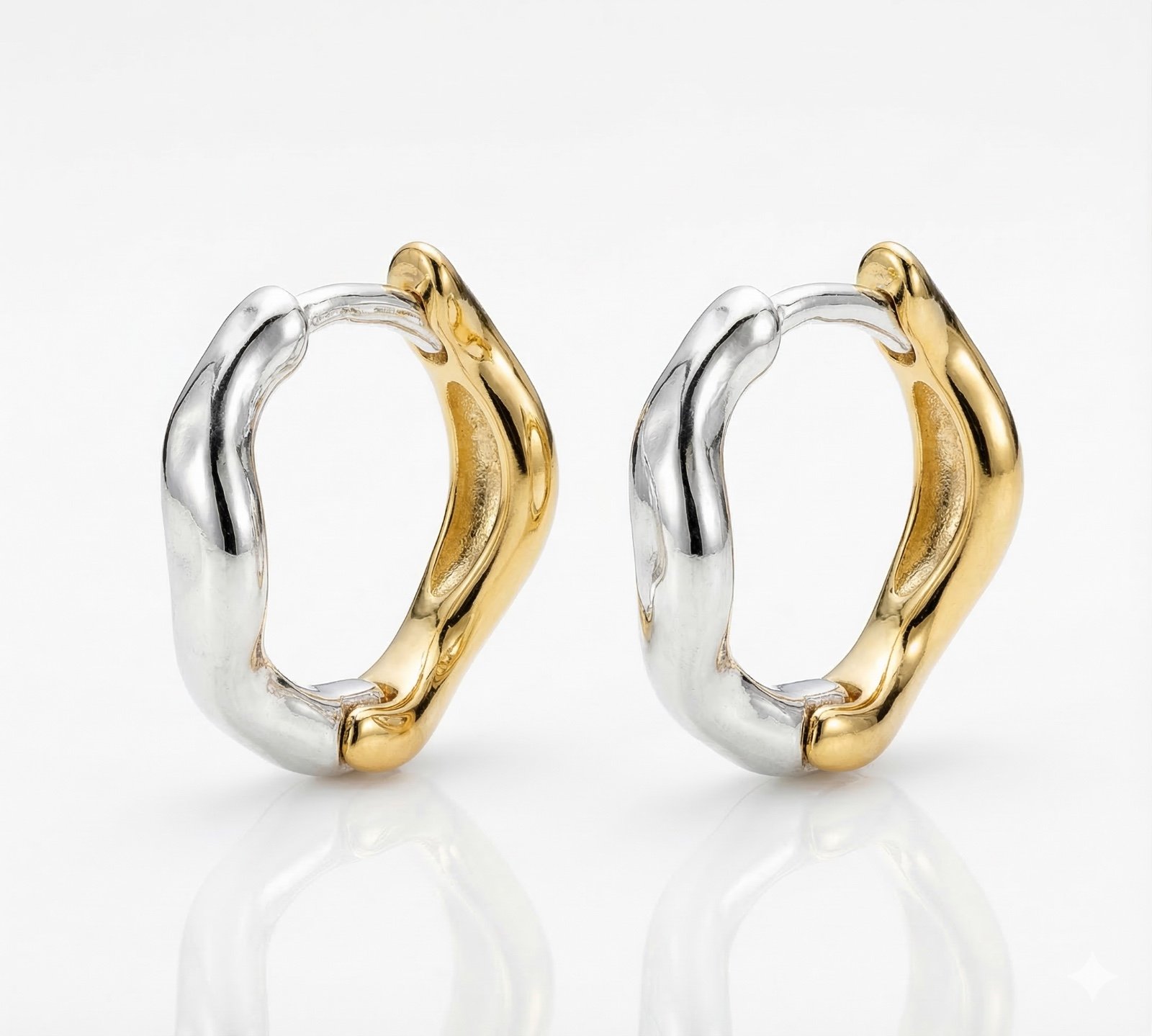 Brinco Argola Mix de Banhos Wave P - Dourado