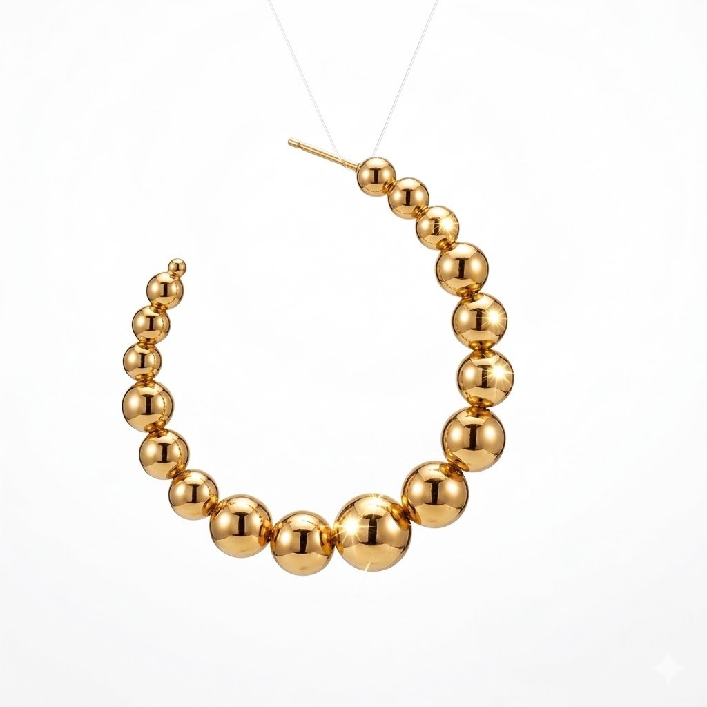 ARGOLA MAXI DE ESFERAS BANHADA EM OURO 18K