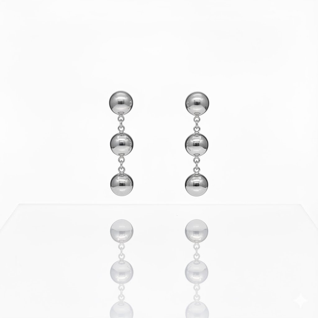 BRINCO CASCATA DE BOLINHAS BANHADO EM PRATA 925