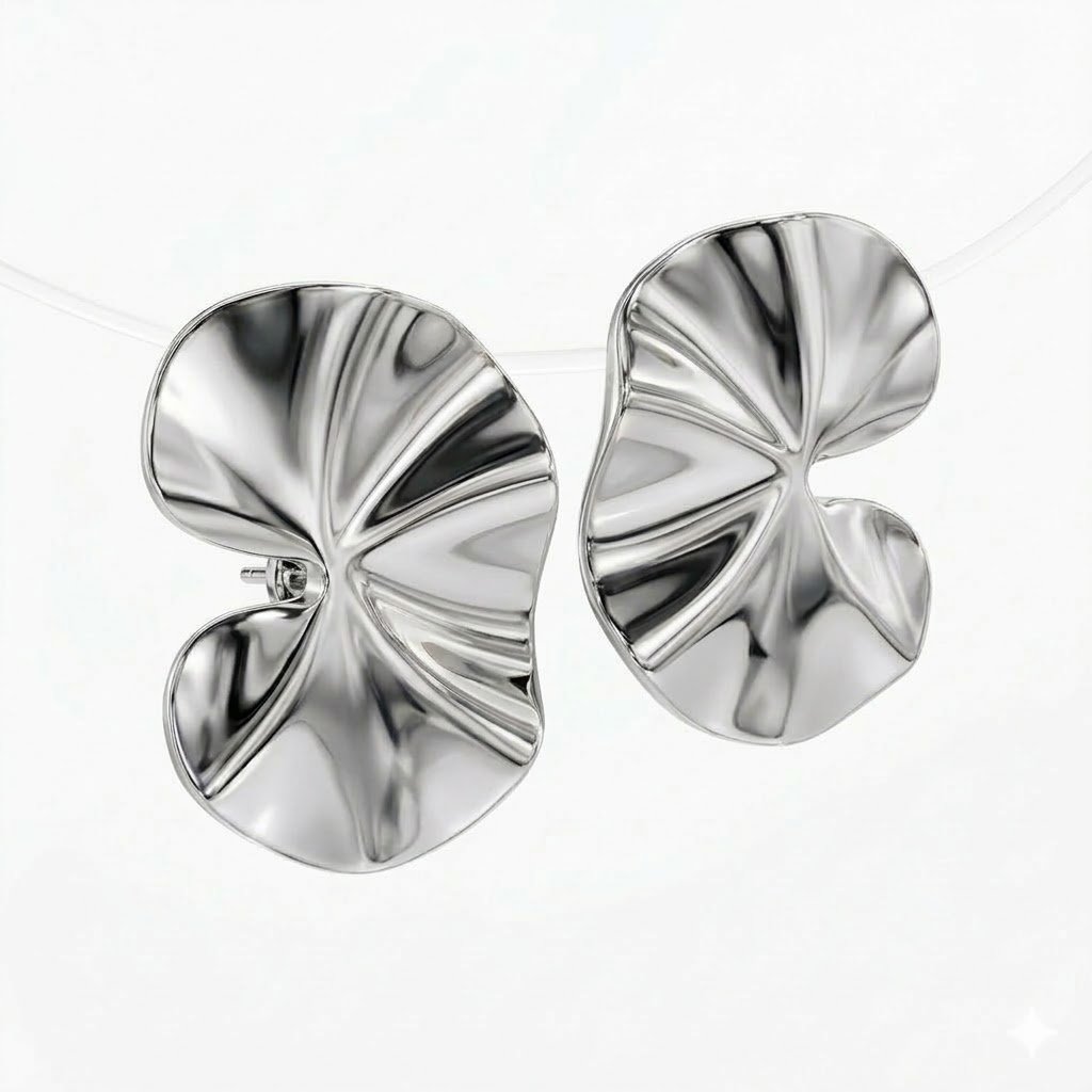 BRINCO MAXI ORGANICO FOLHA VITORIA REGIA - BANHADO EM PRATA 925