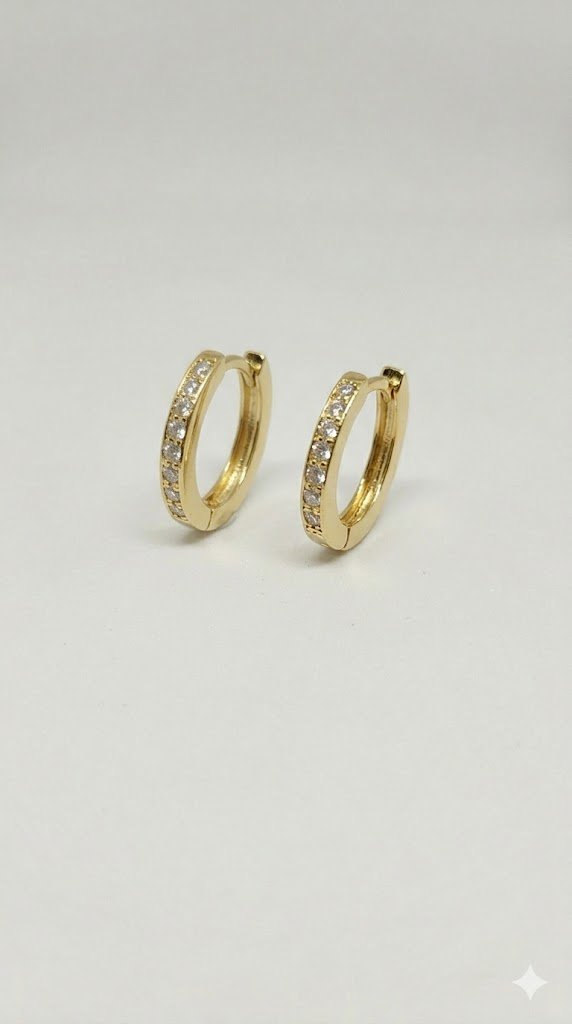 Argola Lumière Cravejada Dourada