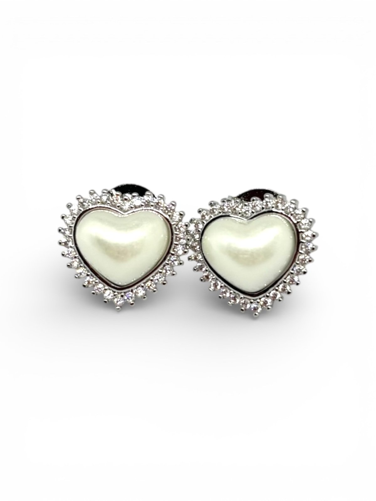 BRINCO CORAÇÃO CRAVEJADO PÉROLA Prata 2