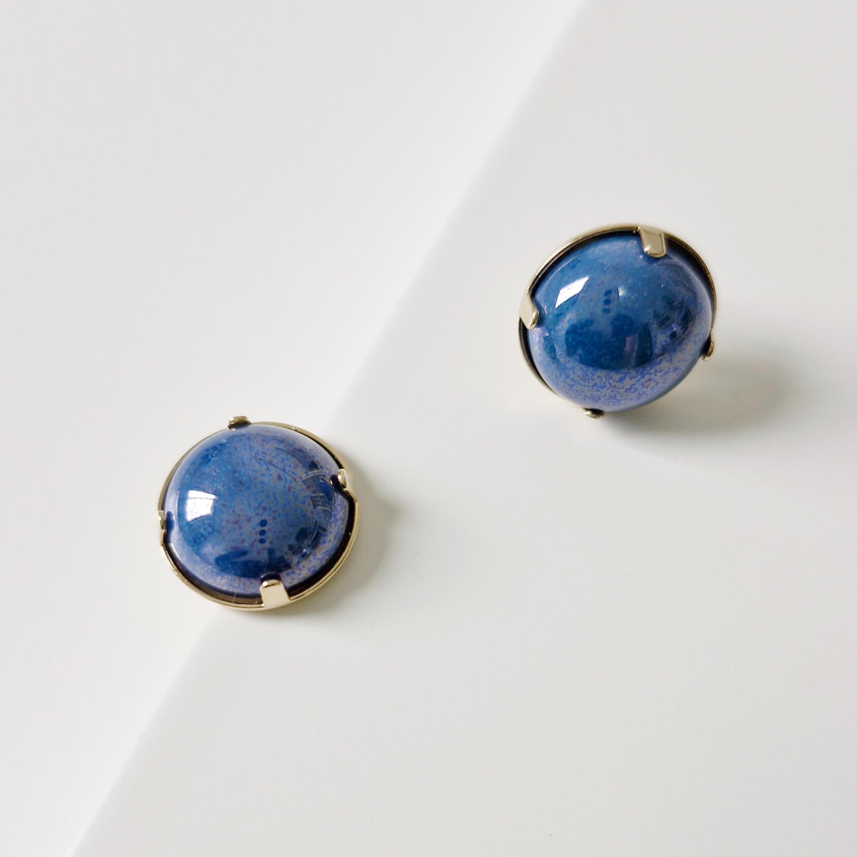 Brinco Lustre Azul Cobalto Dourado 3