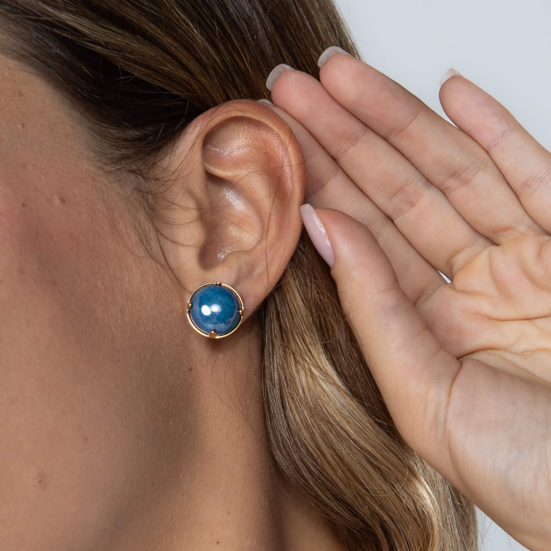 Brinco Lustre Azul Cobalto Dourado 4