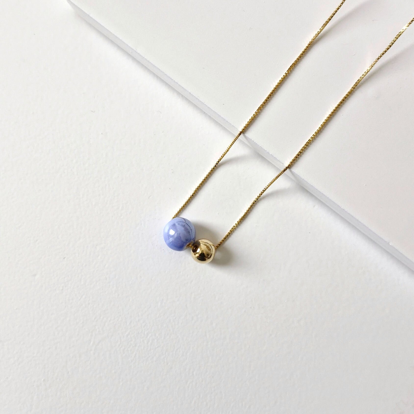 Colar Duo Azul Claro Dourado 3