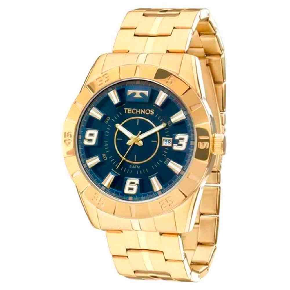 Relógio Technos Racer Dourado Azul Masculino 2115KYZ/4A