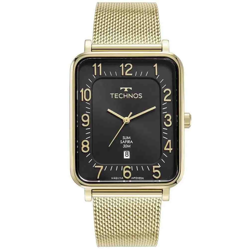 Relógio Dourado Masculino Technos Slim Social GM10YR/1P