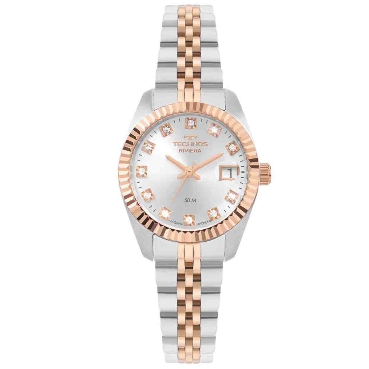 Relógio Technos Riviera Prata Rose Feminino 2015CEU/1K