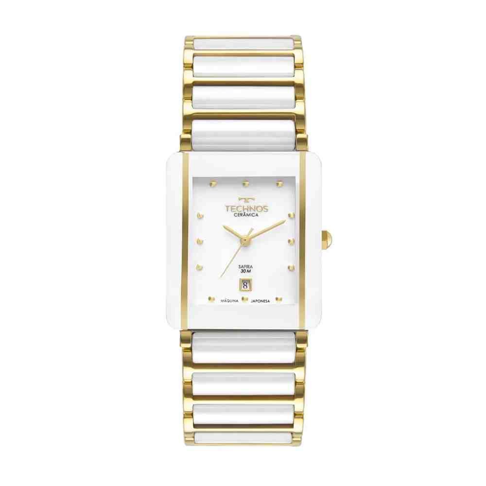 Relógio Technos Ceramic Saphire Branco/Dourado Feminino GN10