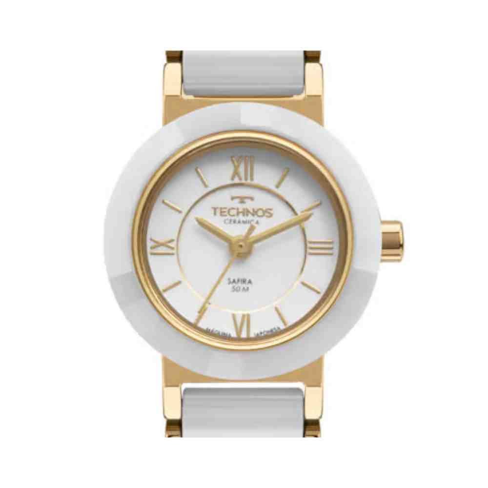Relógio Technos Ceramic Branco/Dourado Feminino 2035LWF/1B Branco 2