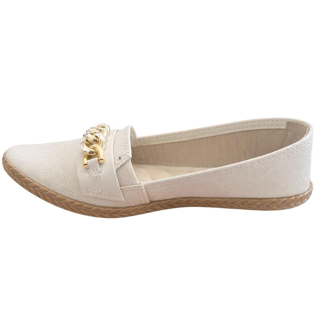 Sapatilha Feminina Moleca 5287.1011 Napa Pesponto Gales Off White 3