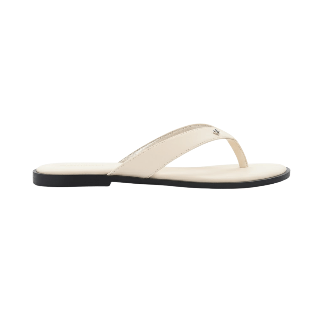 Chinelo Feminino Cravo E Canela Couro Branco/Preto 2