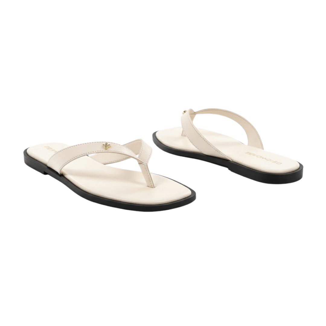 Chinelo Feminino Cravo E Canela Couro Branco/Preto 3