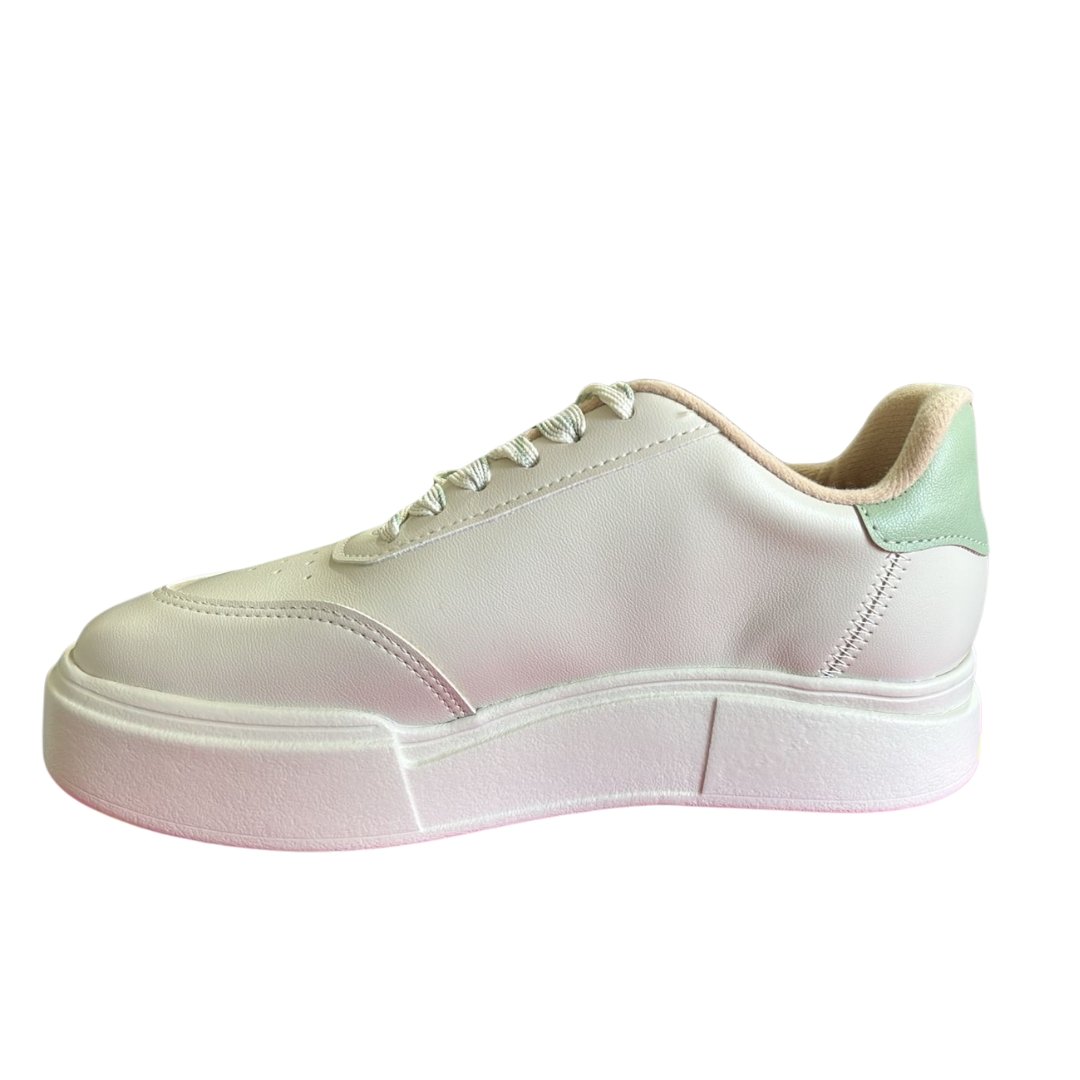 Tênis Feminino Moleca Napa Turim Branco/Verde 3