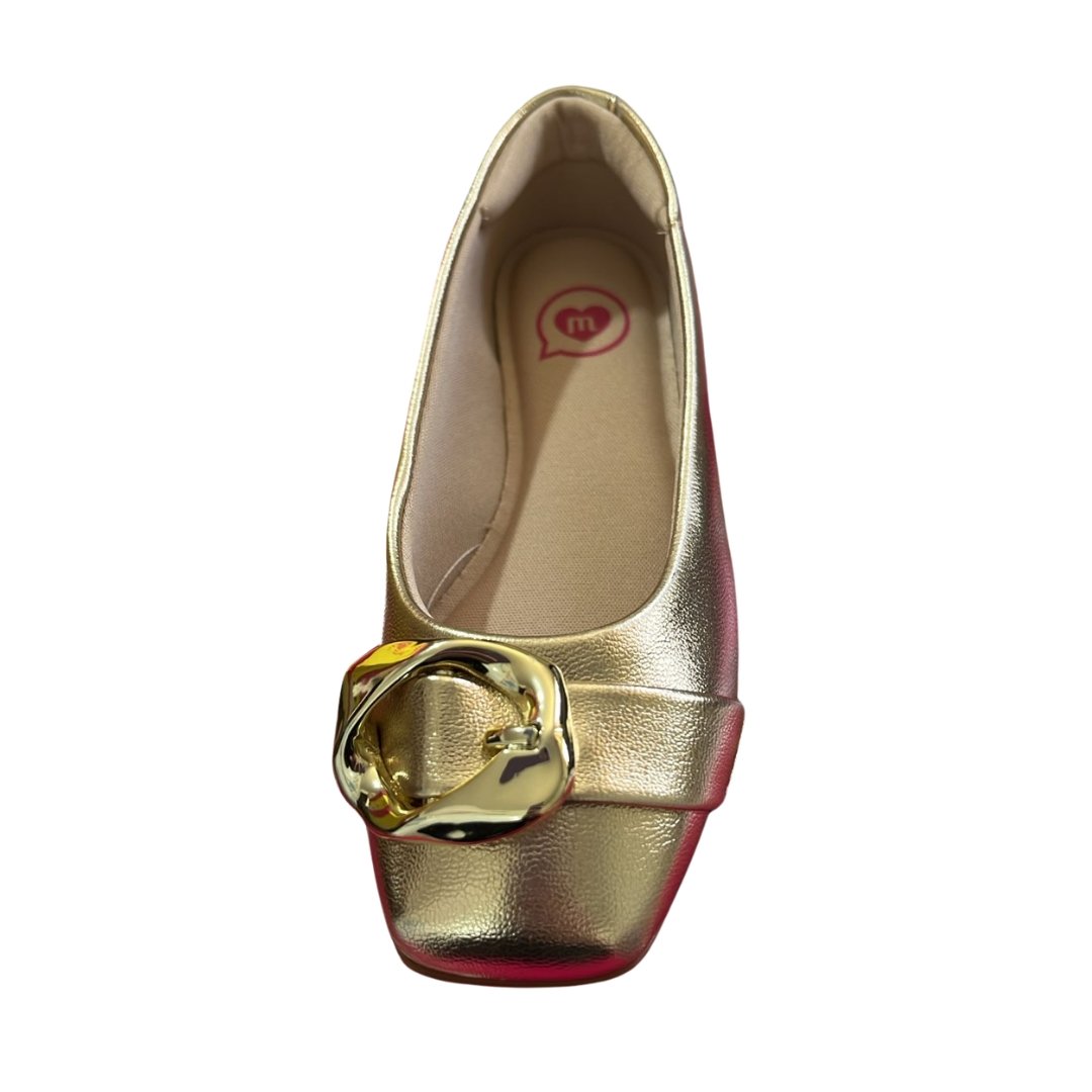 Sapatilha Infantil Menina Molekinha Brilho Italiano Dourado 2