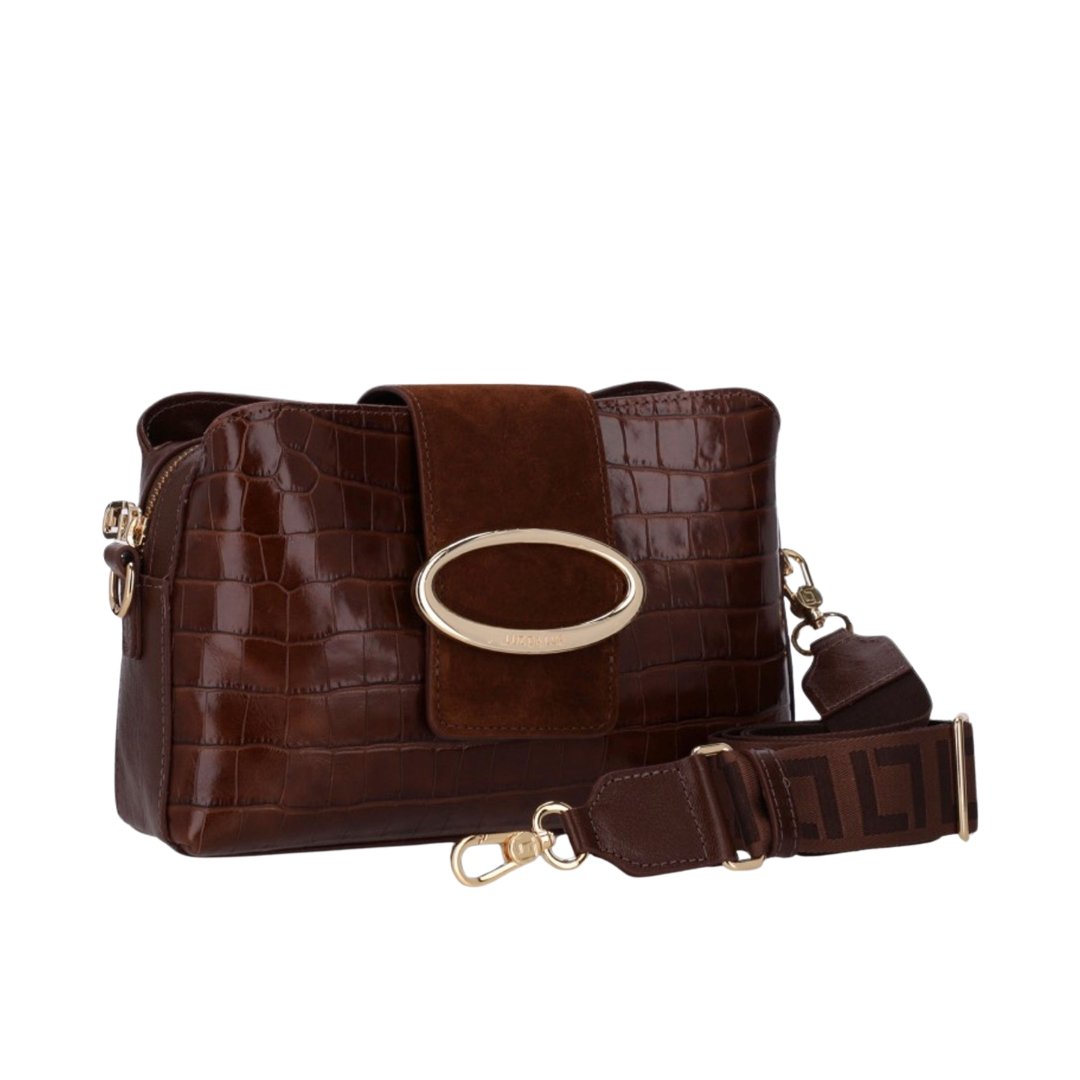 Bolsa Luz Da Lua Tiracolo Média Croco 2000814 Marrom 3
