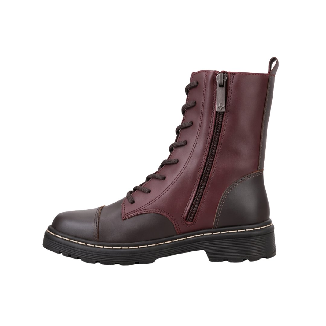 Bota Coturno Feminina Cravo E Canela Marrom/Vermelho 2