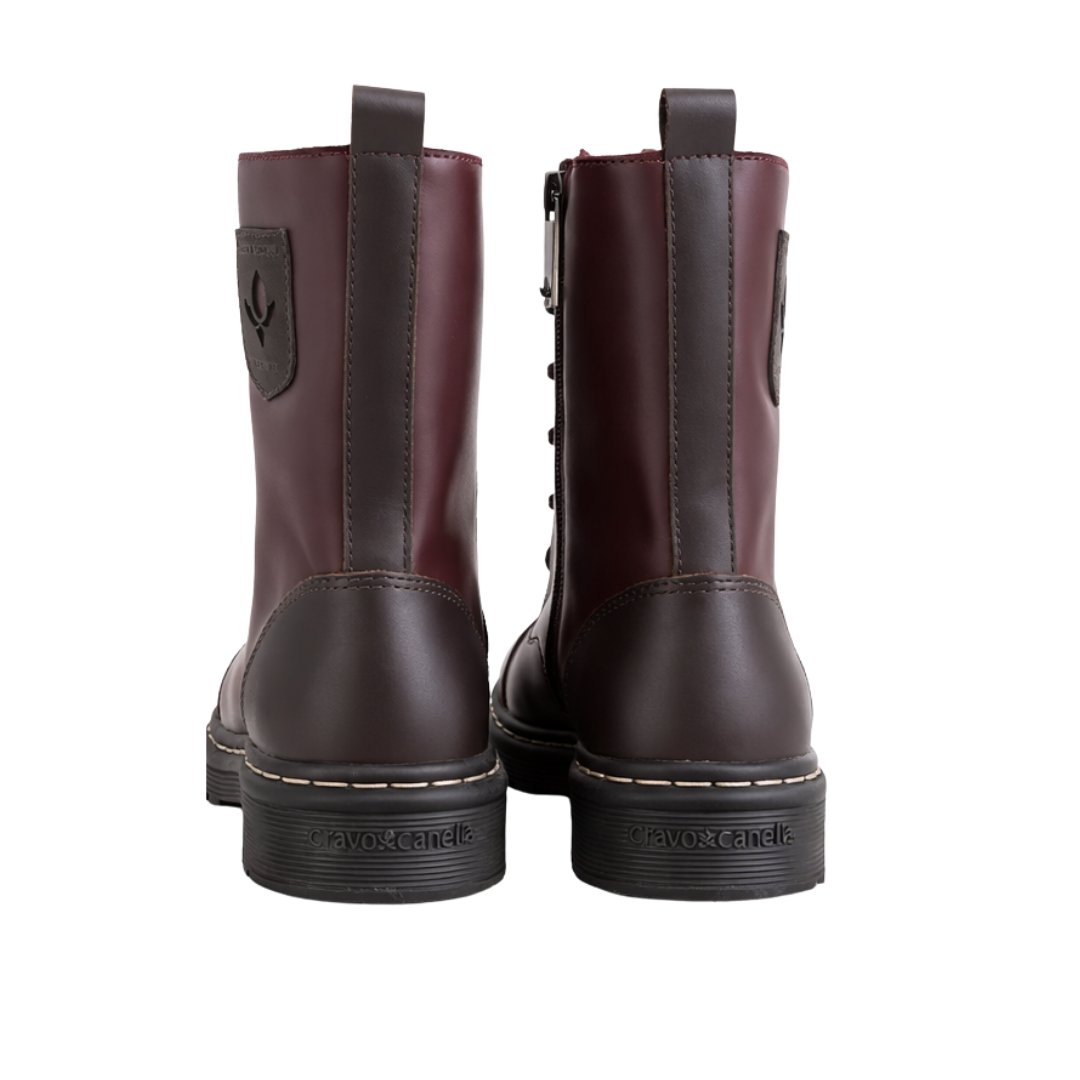 Bota Coturno Feminina Cravo E Canela Marrom/Vermelho 4