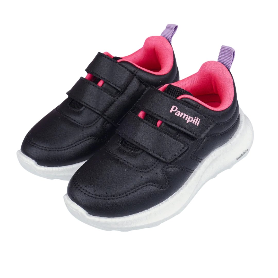 Tênis Pampili Bubble Escolar Preto/Rosa 2