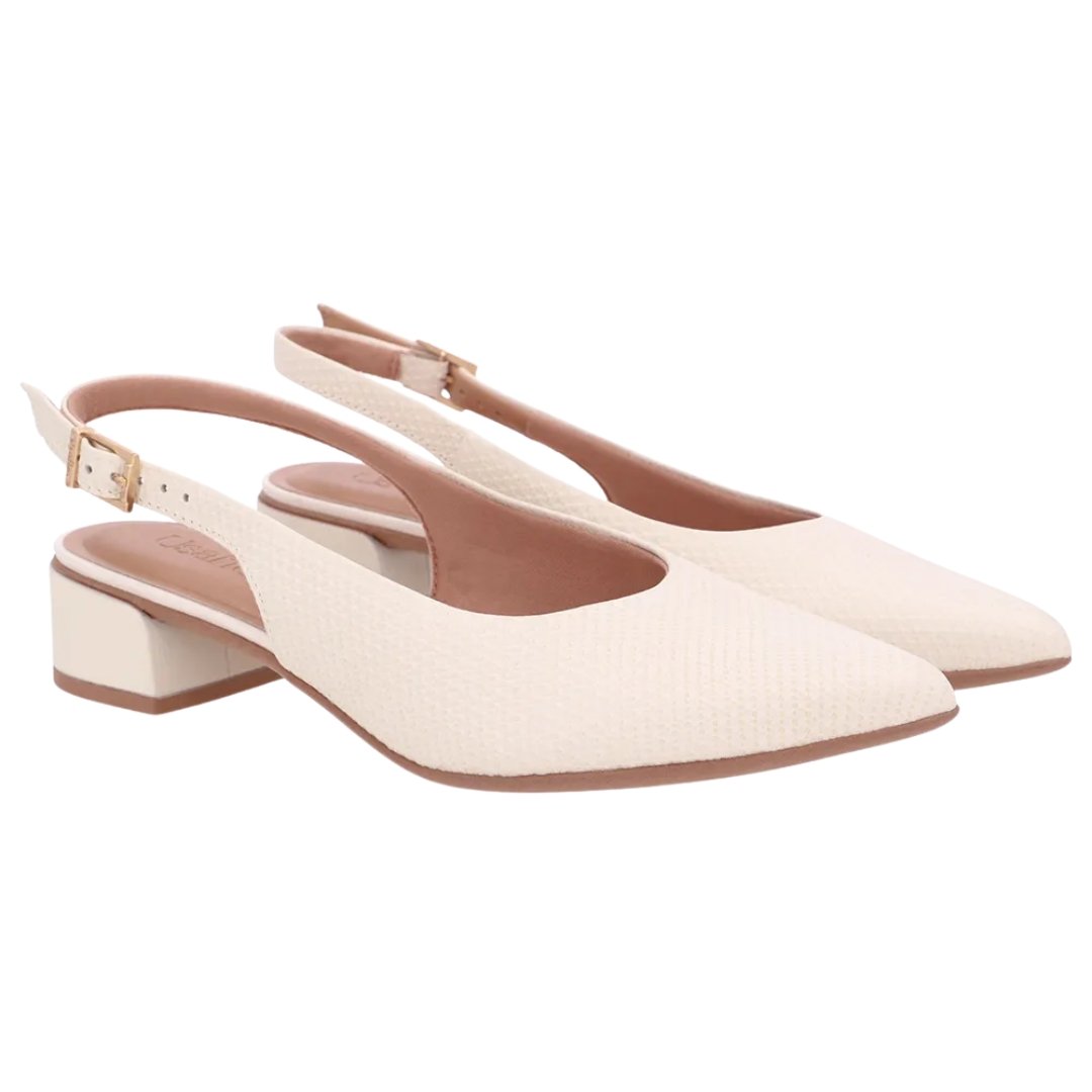 Slingback Usaflex Ud27001002 Salto Bloco Couro Bico Fino Branco 3