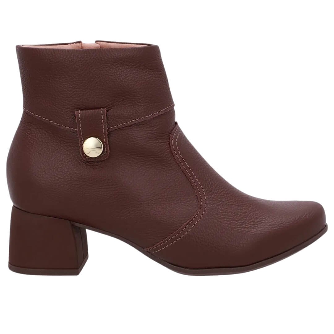 Bota Usaflex Ap04001001 Couro Bico Redondo