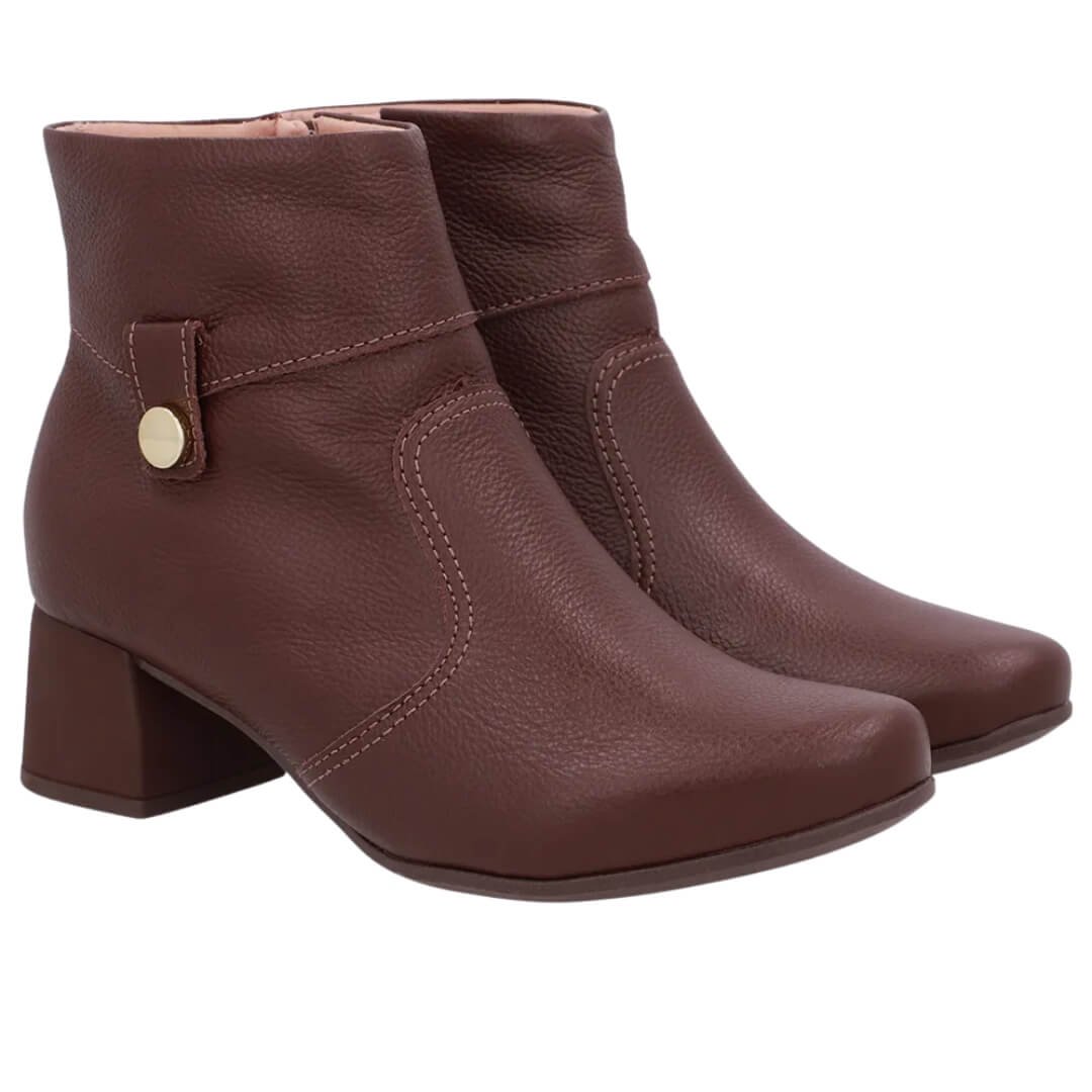 Bota Usaflex Ap04001001 Couro Bico Redondo Marrom 2