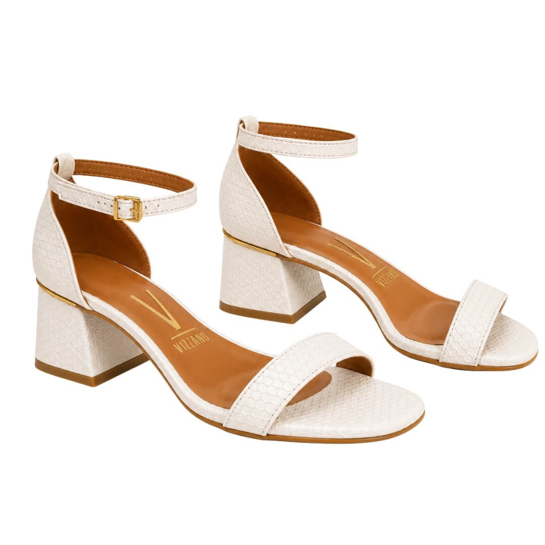Sandália Feminina Vizzano 6428.104 Pelica Favo Branco/Dourado 3