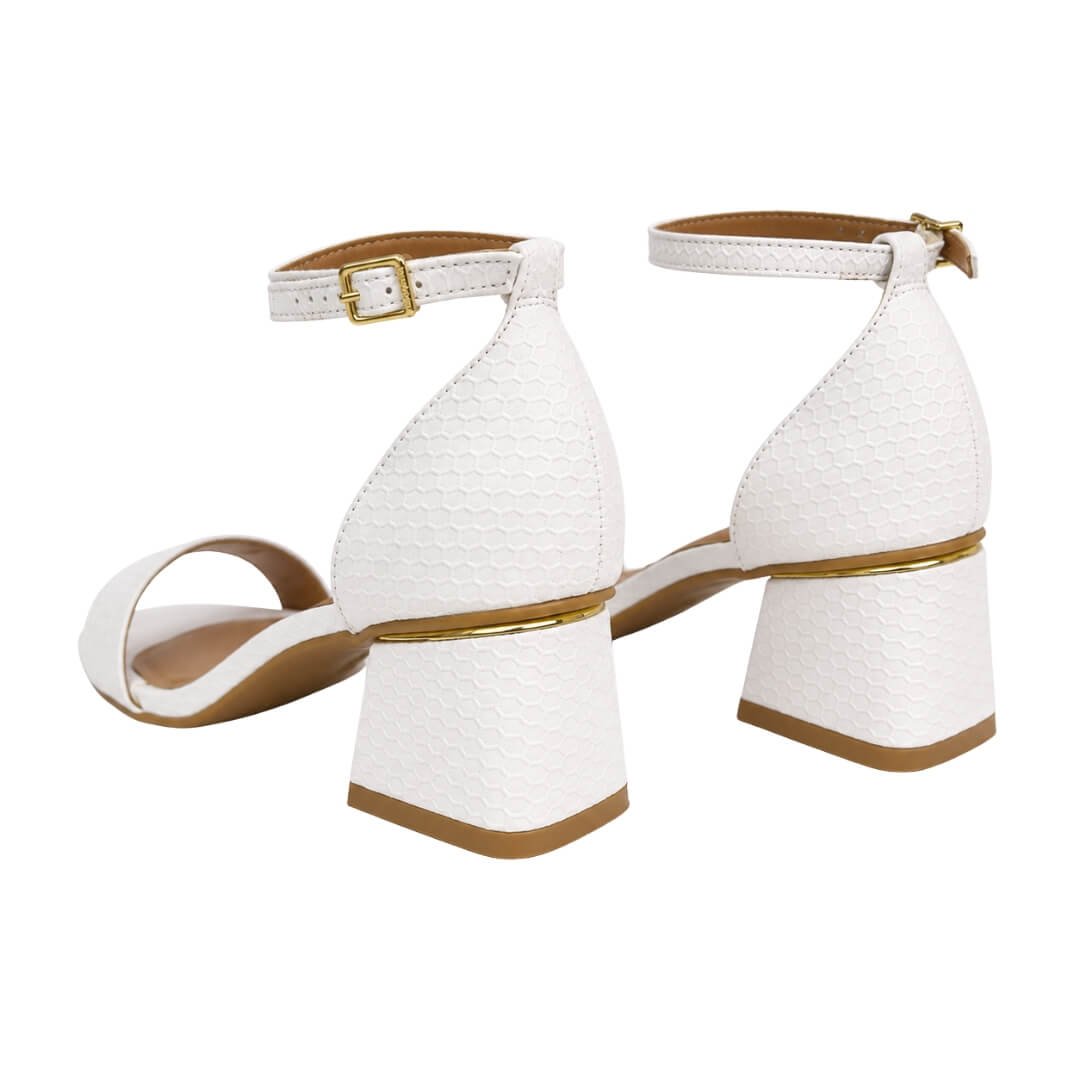 Sandália Feminina Vizzano 6428.104 Pelica Favo Branco/Dourado 4