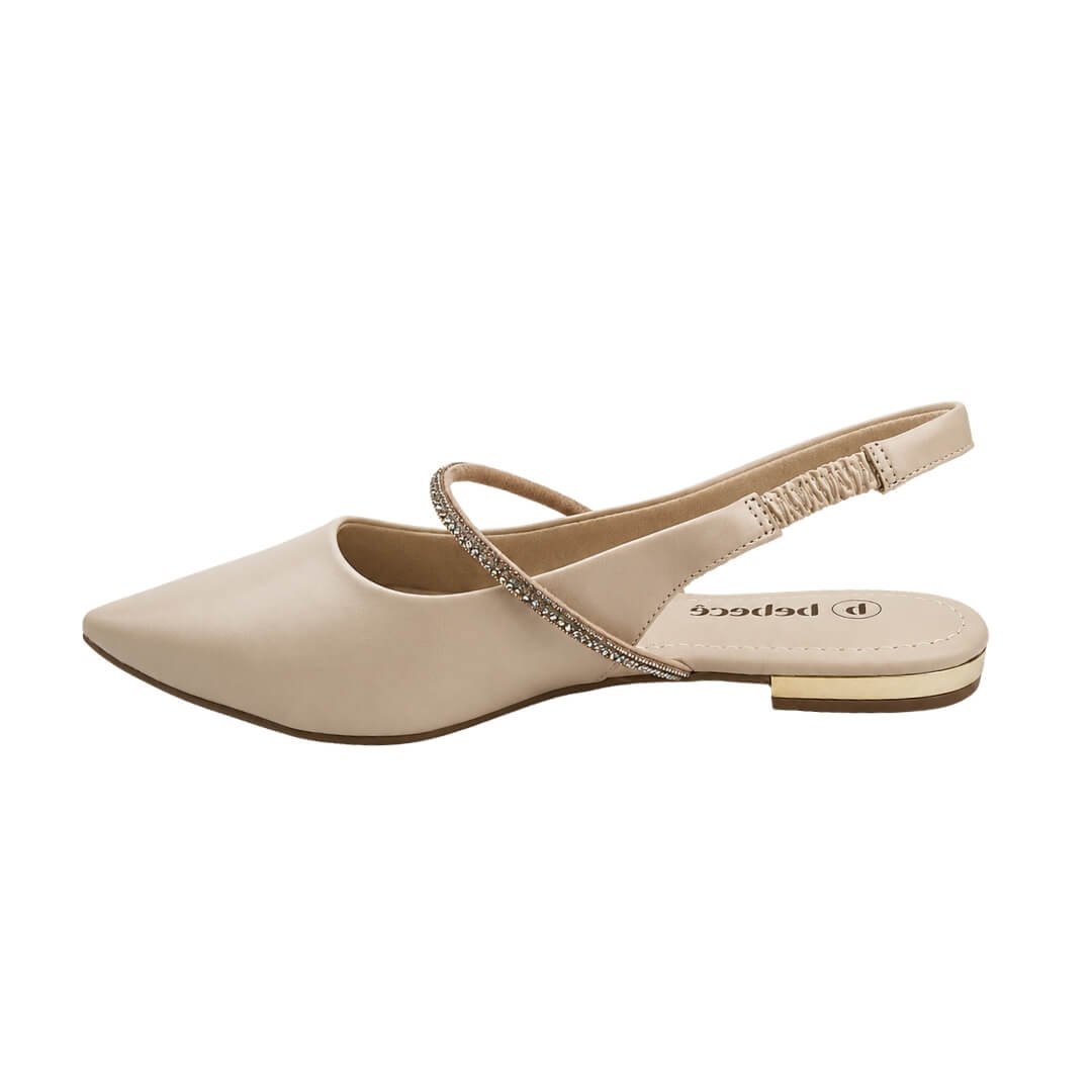 Slingback Feminino Bebecê T2019 com Strass Bege 2