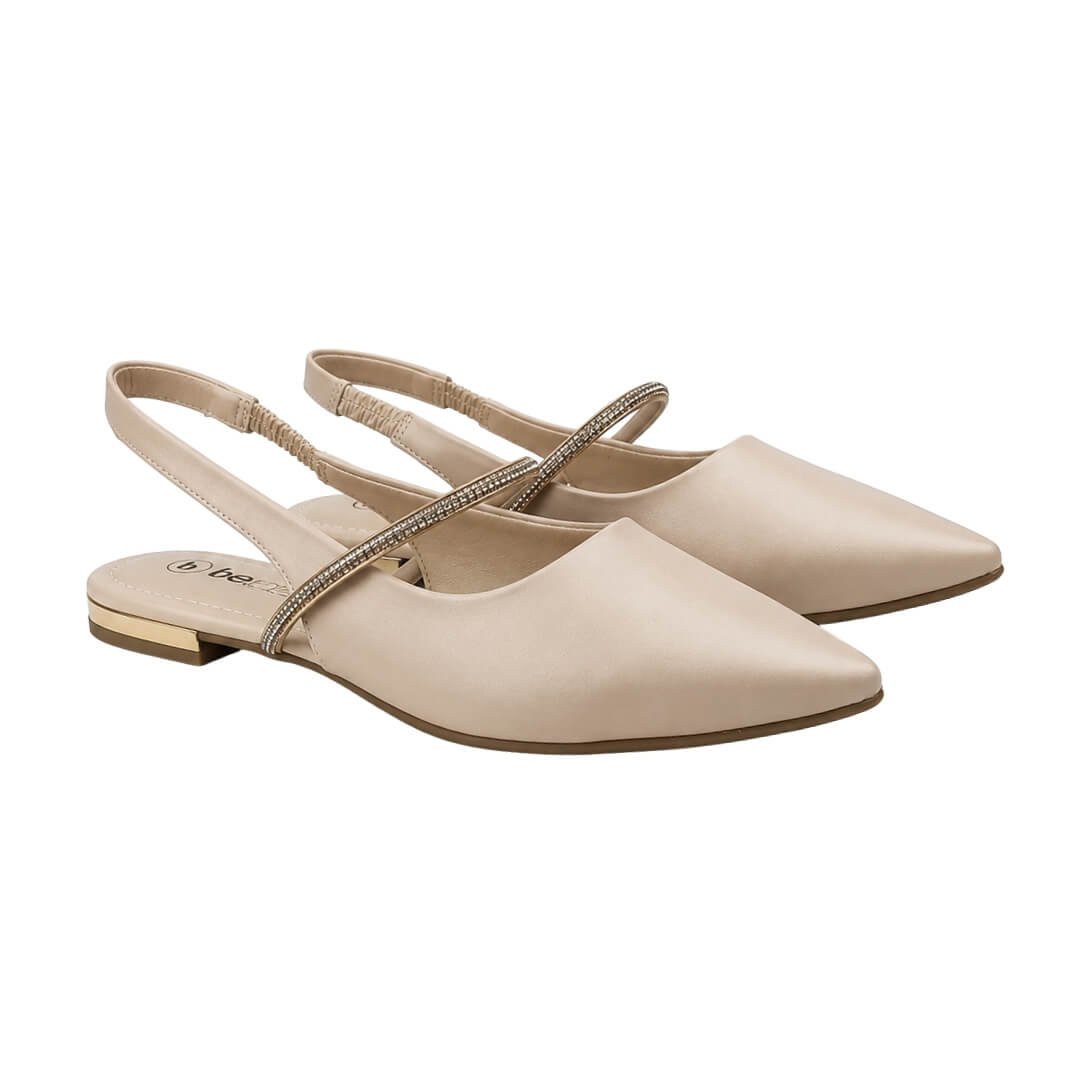 Slingback Feminino Bebecê T2019 com Strass Bege 4