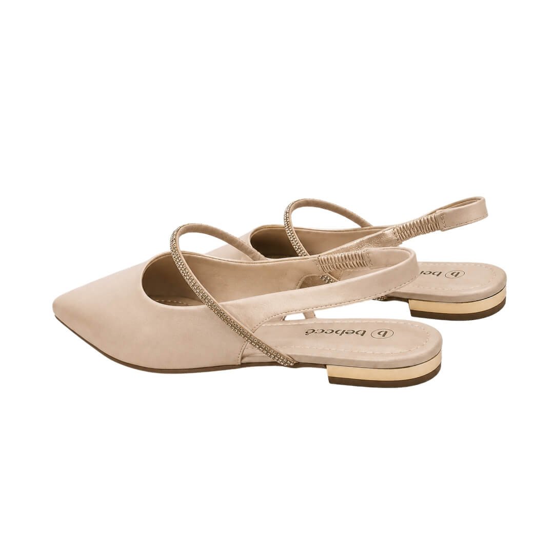Slingback Feminino Bebecê T2019 com Strass Bege 5
