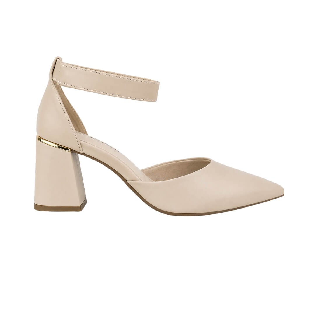Scarpin Feminino Bebecê T7012-037 Com Bico Fino Bege 2