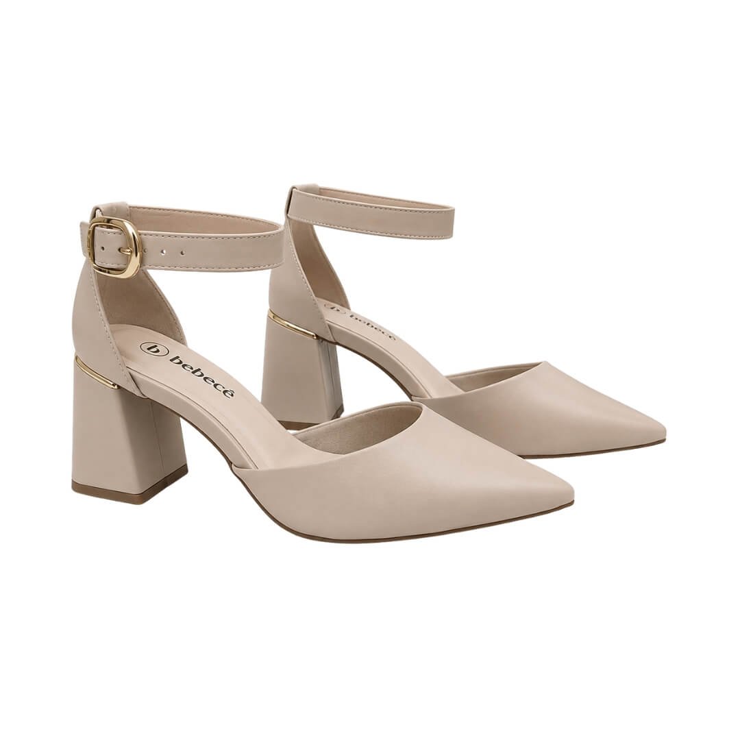 Scarpin Feminino Bebecê T7012-037 Com Bico Fino Bege 3