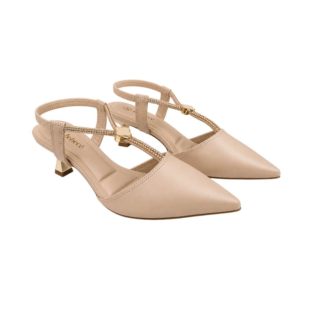 Slingback Feminino Bebecê T3814 com Salto Taça Bege 3