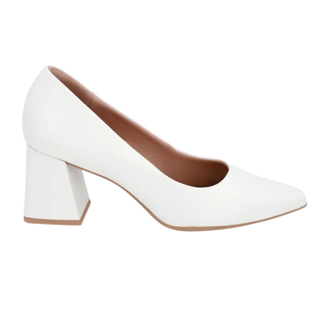Scarpin Feminino Usaflex Ep05001004 Salto Bloco em Couro
