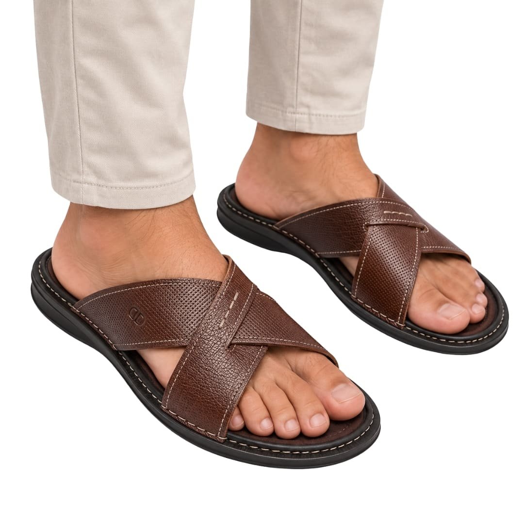 Sandália Masculina Democrata 693102 Lazy em Couro Marrom 5