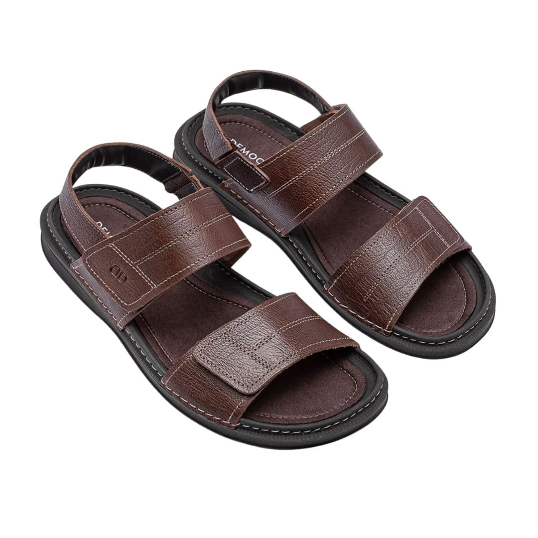 Sandália Masculina Democrata 693104 Lazy Em Couro Marrom 2