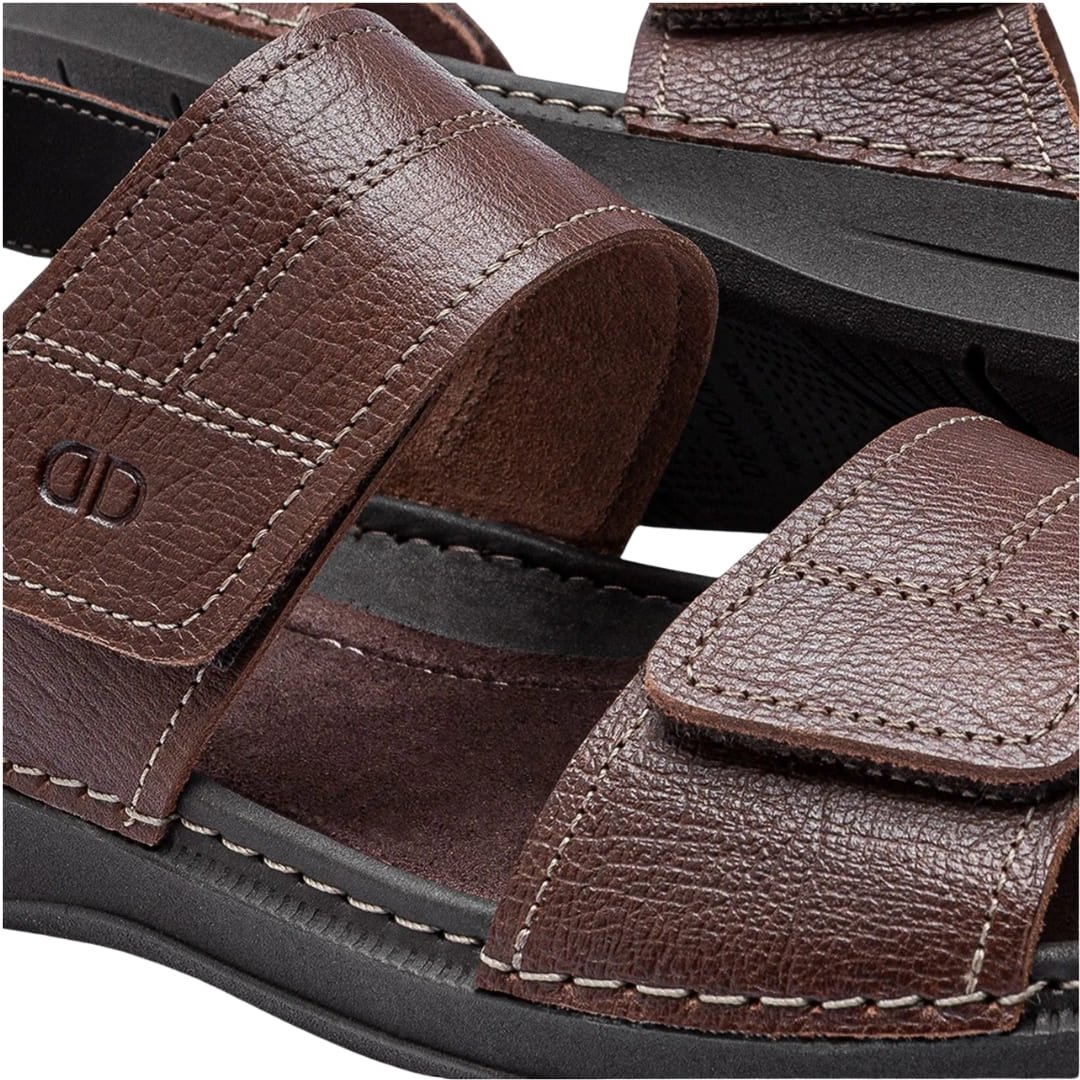 Sandália Masculina Democrata 693104 Lazy Em Couro Marrom 3