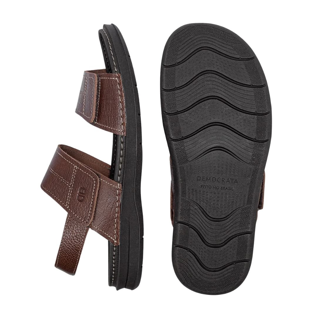 Sandália Masculina Democrata 693104 Lazy Em Couro Marrom 4