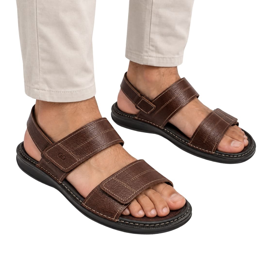 Sandália Masculina Democrata 693104 Lazy Em Couro Marrom 5